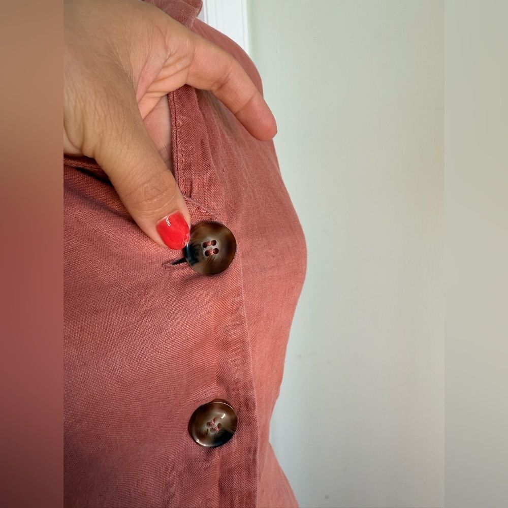 100 % Linen Summer Dress W/ Pockets! - Picture 3 of 9